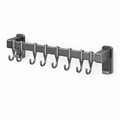 Gunmetal Gray 40cm Iron Kitchen Wall Rack with 8 Hooks – No-Drill Utensil & Lid Organizer