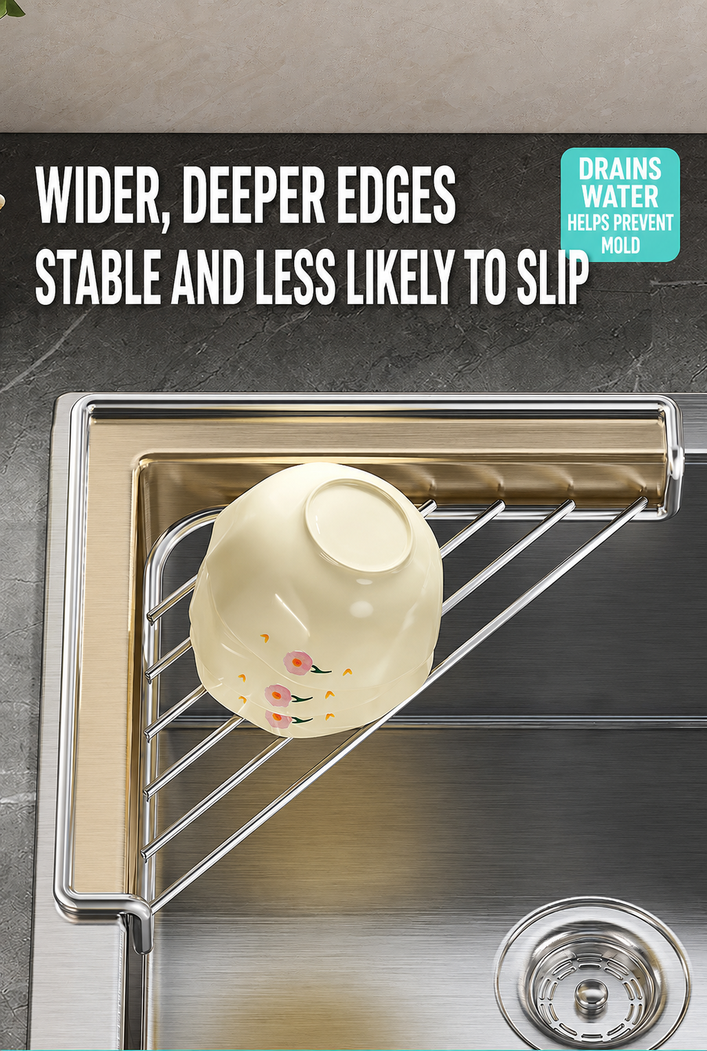 304 Stainless Steel Kitchen Sink Splash Guard, Deep Silicone Splash Stopper for Kitchen Faucet
